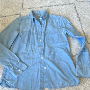 Muji Blue Long Sleeve Dress Shirt Collar Button Down